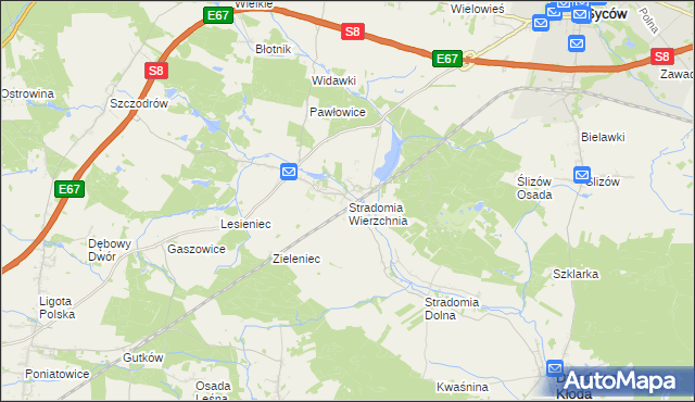 mapa Stradomia Wierzchnia, Stradomia Wierzchnia na mapie Targeo