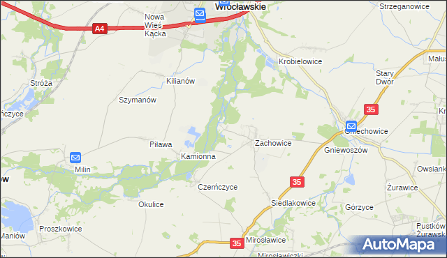 mapa Stradów gmina Kąty Wrocławskie, Stradów gmina Kąty Wrocławskie na mapie Targeo