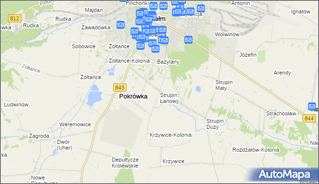 mapa Strupin Łanowy, Strupin Łanowy na mapie Targeo