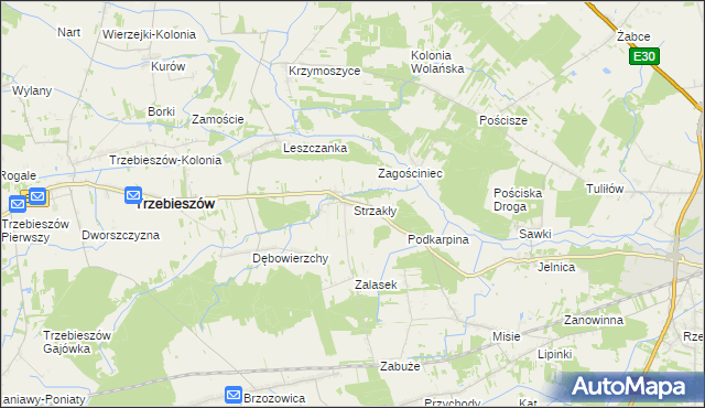 mapa Strzakły, Strzakły na mapie Targeo