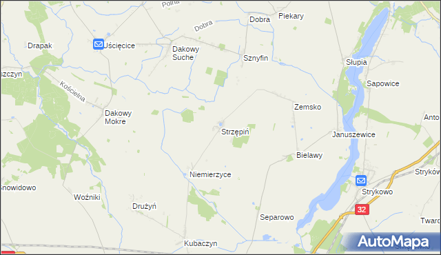 mapa Strzępiń, Strzępiń na mapie Targeo