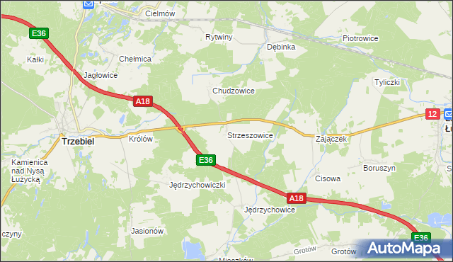 mapa Strzeszowice, Strzeszowice na mapie Targeo