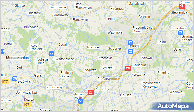 mapa Strzeszyn gmina Biecz, Strzeszyn gmina Biecz na mapie Targeo
