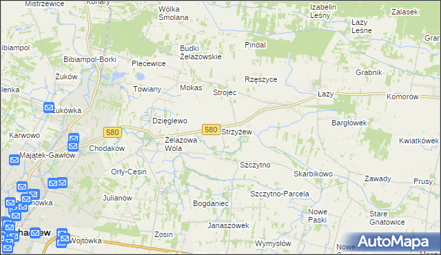 mapa Strzyżew gmina Kampinos, Strzyżew gmina Kampinos na mapie Targeo