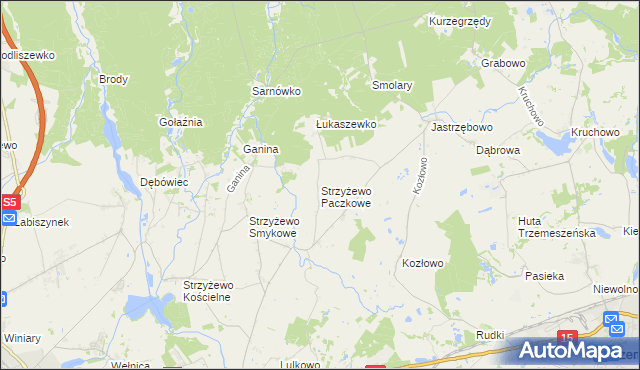 mapa Strzyżewo Paczkowe, Strzyżewo Paczkowe na mapie Targeo