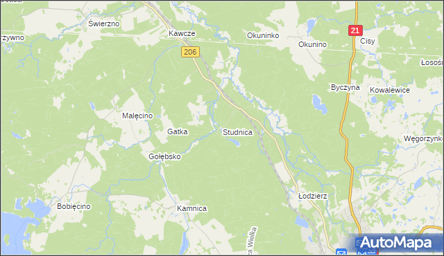 mapa Studnica gmina Miastko, Studnica gmina Miastko na mapie Targeo