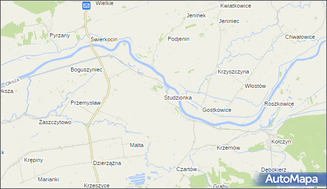 mapa Studzionka gmina Krzeszyce, Studzionka gmina Krzeszyce na mapie Targeo