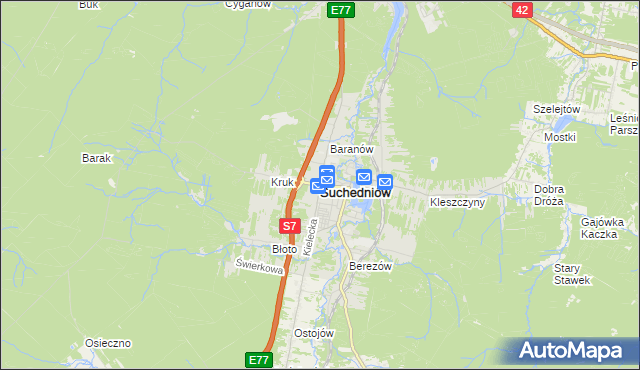 mapa Suchedniów, Suchedniów na mapie Targeo