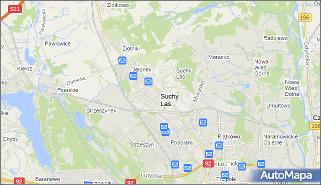 mapa Suchy Las powiat poznański, Suchy Las powiat poznański na mapie Targeo