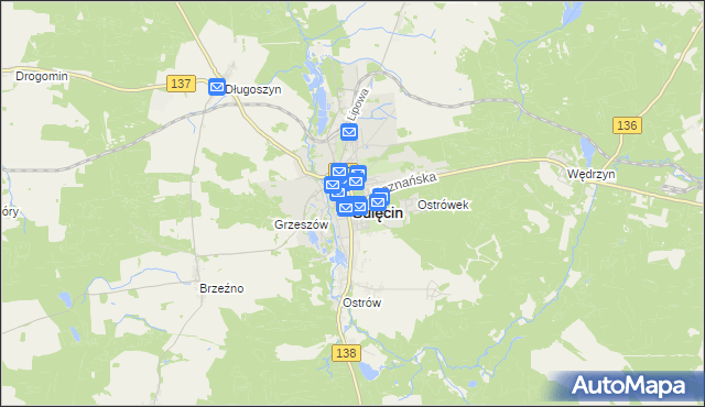 mapa Sulęcin, Sulęcin na mapie Targeo