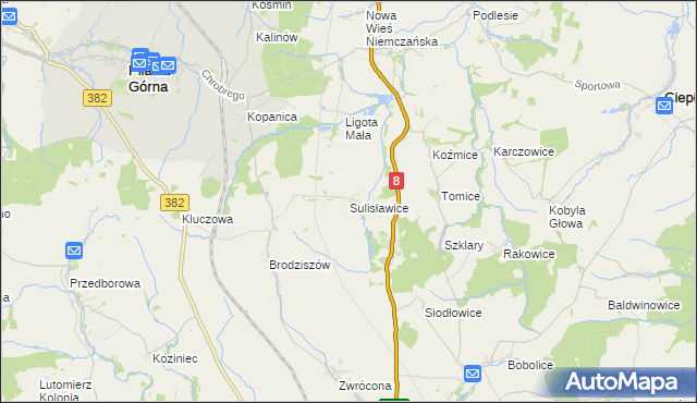 mapa Sulisławice gmina Ząbkowice Śląskie, Sulisławice gmina Ząbkowice Śląskie na mapie Targeo