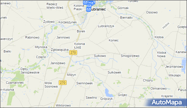 mapa Sułkowo gmina Lubraniec, Sułkowo gmina Lubraniec na mapie Targeo