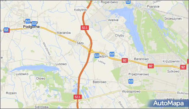 mapa Swadzim gmina Tarnowo Podgórne, Swadzim gmina Tarnowo Podgórne na mapie Targeo