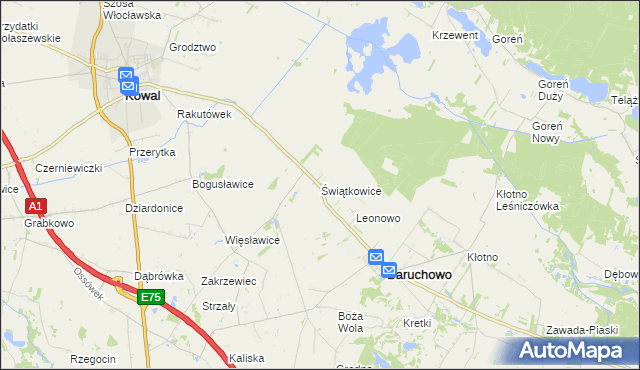 mapa Świątkowice gmina Baruchowo, Świątkowice gmina Baruchowo na mapie Targeo