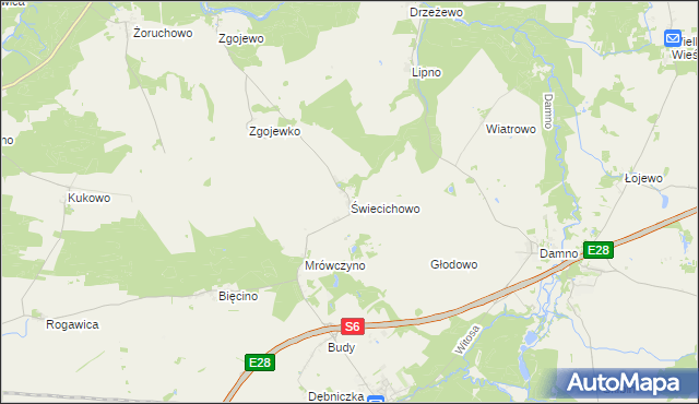 mapa Świecichowo, Świecichowo na mapie Targeo