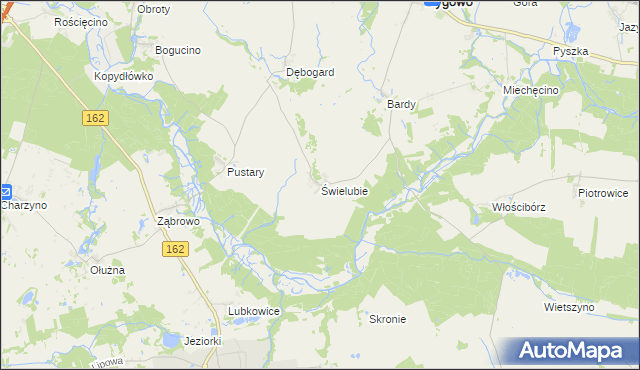 mapa Świelubie gmina Dygowo, Świelubie gmina Dygowo na mapie Targeo