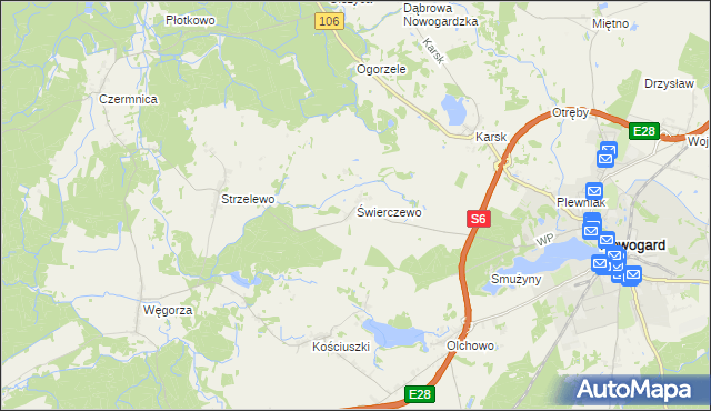 mapa Świerczewo gmina Nowogard, Świerczewo gmina Nowogard na mapie Targeo