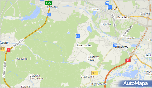 mapa Świerczyniec gmina Bojszowy, Świerczyniec gmina Bojszowy na mapie Targeo