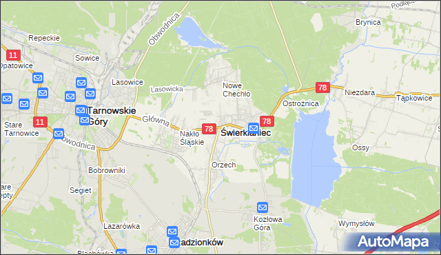 mapa Świerklaniec, Świerklaniec na mapie Targeo