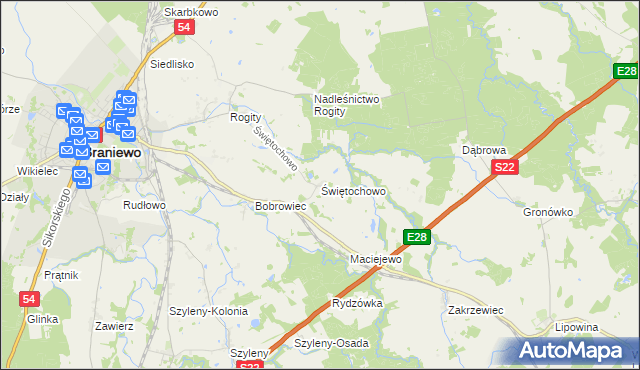 mapa Świętochowo, Świętochowo na mapie Targeo