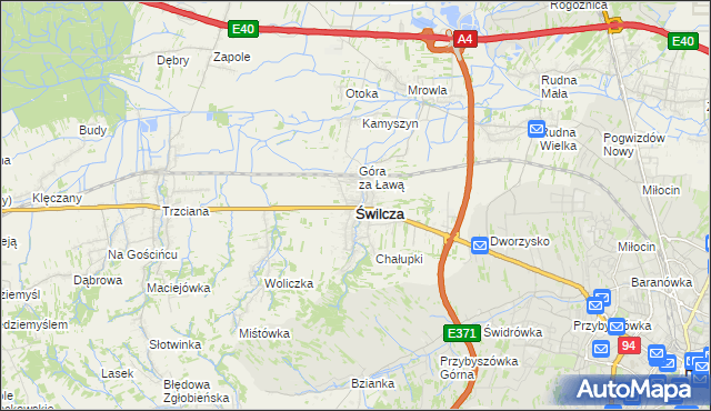 mapa Świlcza, Świlcza na mapie Targeo