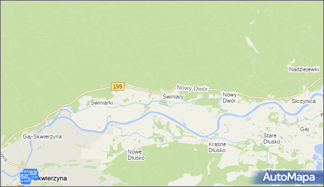 mapa Świniary gmina Skwierzyna, Świniary gmina Skwierzyna na mapie Targeo