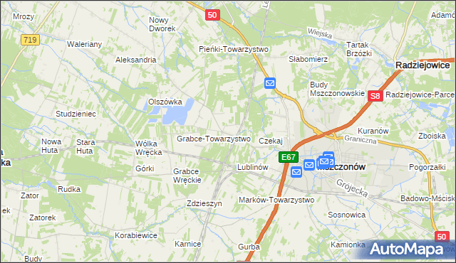 mapa Świnice gmina Mszczonów, Świnice gmina Mszczonów na mapie Targeo