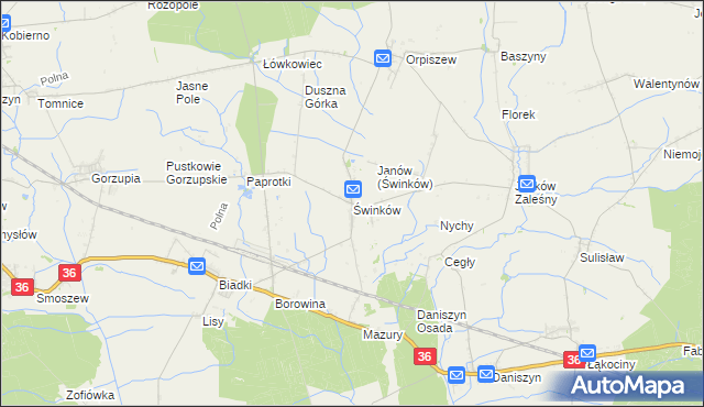 mapa Świnków gmina Krotoszyn, Świnków gmina Krotoszyn na mapie Targeo