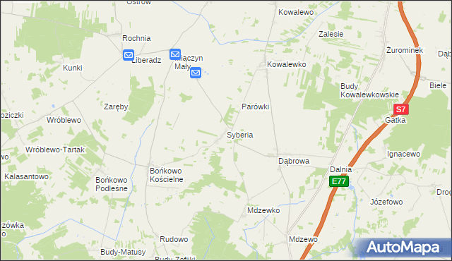 mapa Syberia gmina Strzegowo, Syberia gmina Strzegowo na mapie Targeo