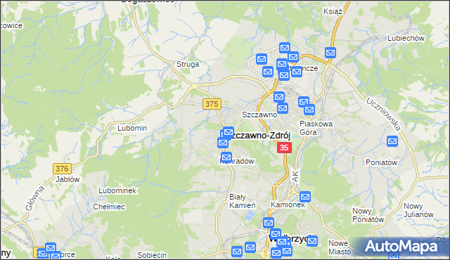 mapa Szczawno-Zdrój, Szczawno-Zdrój na mapie Targeo