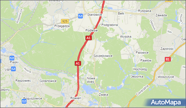mapa Szczejkowice, Szczejkowice na mapie Targeo