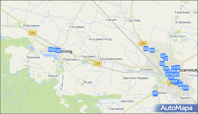 mapa Szczepankowo gmina Ostroróg, Szczepankowo gmina Ostroróg na mapie Targeo