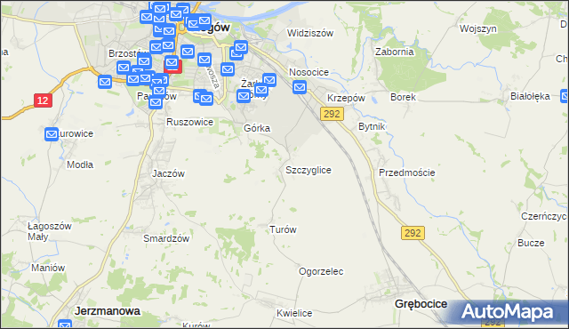 mapa Szczyglice gmina Głogów, Szczyglice gmina Głogów na mapie Targeo