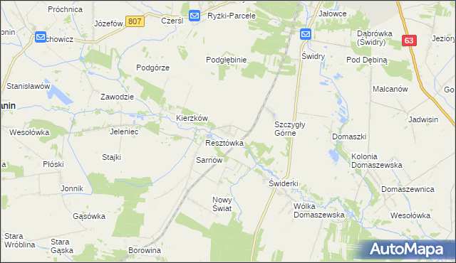 mapa Szczygły Dolne, Szczygły Dolne na mapie Targeo