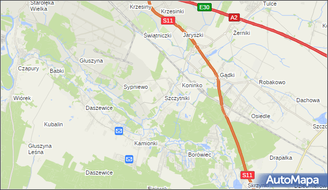 mapa Szczytniki gmina Kórnik, Szczytniki gmina Kórnik na mapie Targeo