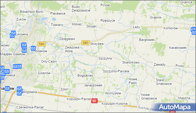 mapa Szczytno gmina Kampinos, Szczytno gmina Kampinos na mapie Targeo
