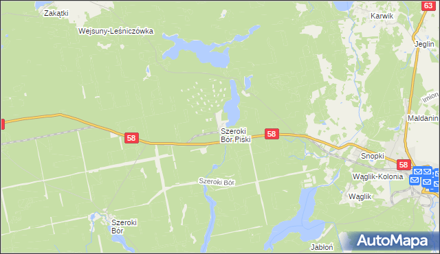 mapa Szeroki Bór Piski, Szeroki Bór Piski na mapie Targeo