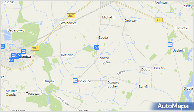 mapa Szewce gmina Buk, Szewce gmina Buk na mapie Targeo