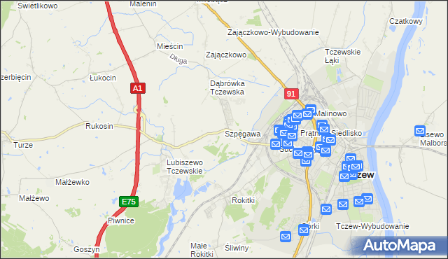 mapa Szpęgawa, Szpęgawa na mapie Targeo