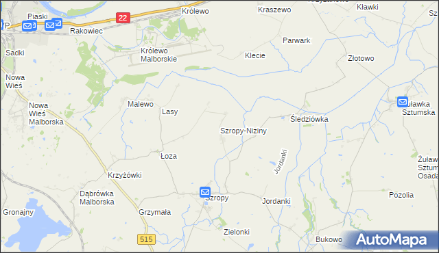 mapa Szropy-Niziny, Szropy-Niziny na mapie Targeo