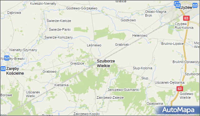 mapa Szulborze-Koty, Szulborze-Koty na mapie Targeo
