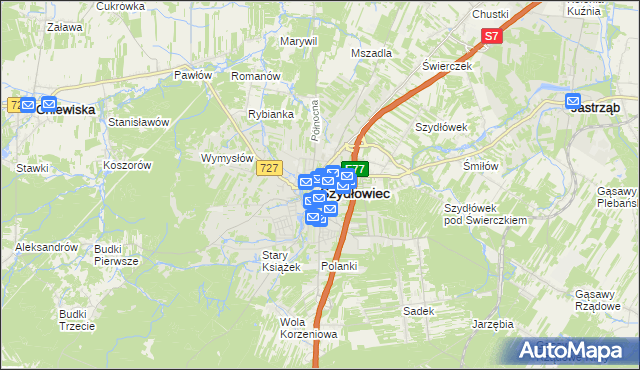 mapa Szydłowiec, Szydłowiec na mapie Targeo