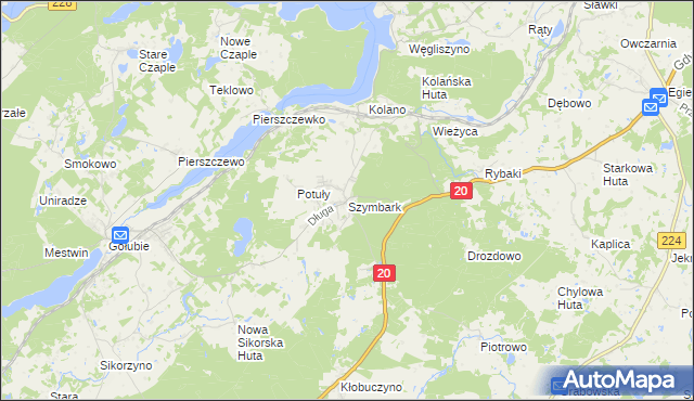 mapa Szymbark gmina Stężyca, Szymbark gmina Stężyca na mapie Targeo
