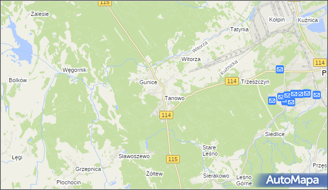 mapa Tanowo, Tanowo na mapie Targeo