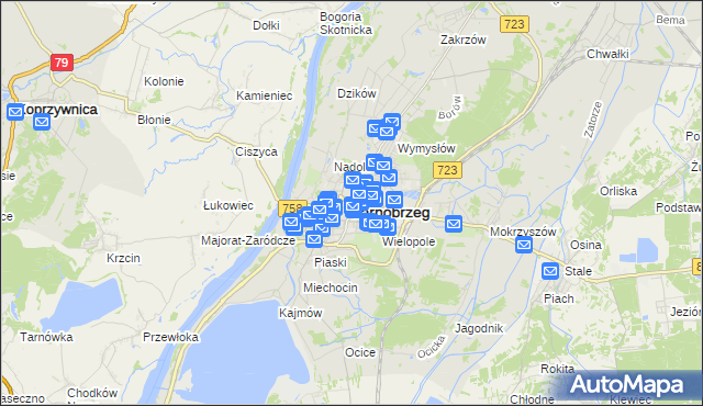 mapa Tarnobrzegu, Tarnobrzeg na mapie Targeo