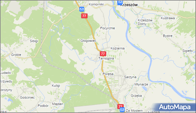 mapa Tarnogóra gmina Nowa Sarzyna, Tarnogóra gmina Nowa Sarzyna na mapie Targeo