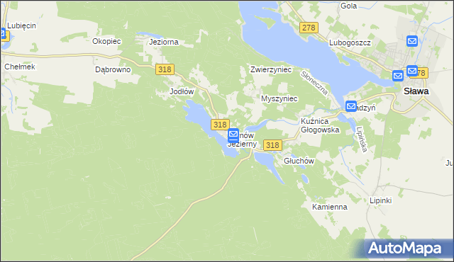 mapa Tarnów Jezierny, Tarnów Jezierny na mapie Targeo