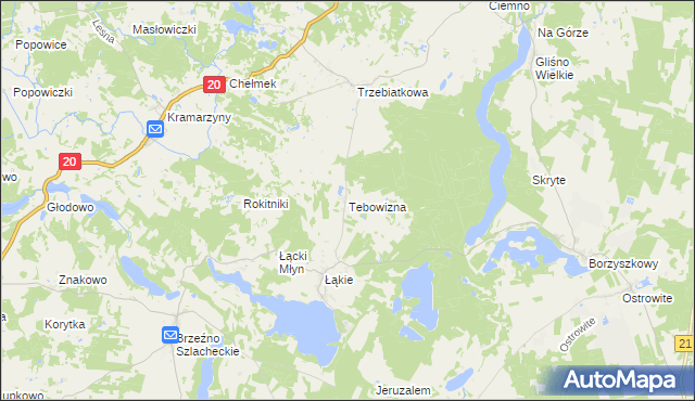 mapa Tebowizna, Tebowizna na mapie Targeo