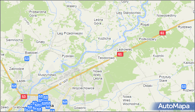 mapa Teodorowo gmina Rzekuń, Teodorowo gmina Rzekuń na mapie Targeo