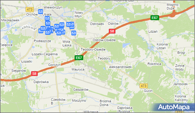 mapa Teodory, Teodory na mapie Targeo